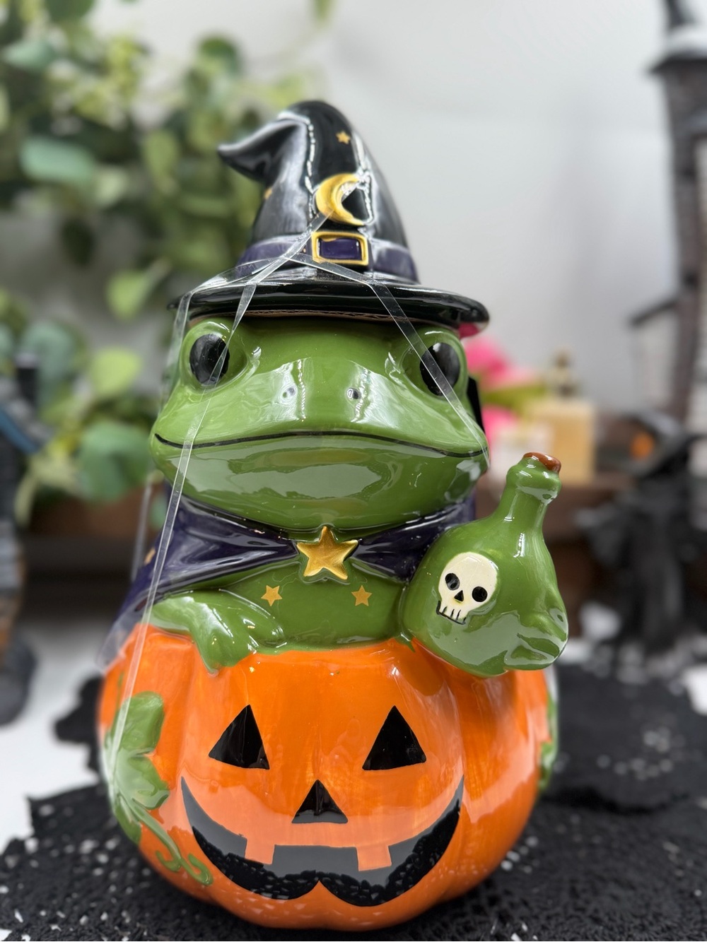 rare 2026 spooky street whimsical wizard frog pumpkin cookie jar halloween htf